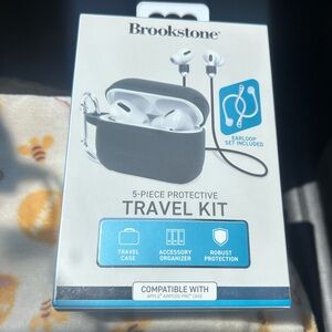 Brookstone Black Travel Kit Case for AirPods Pro with Earloop Set